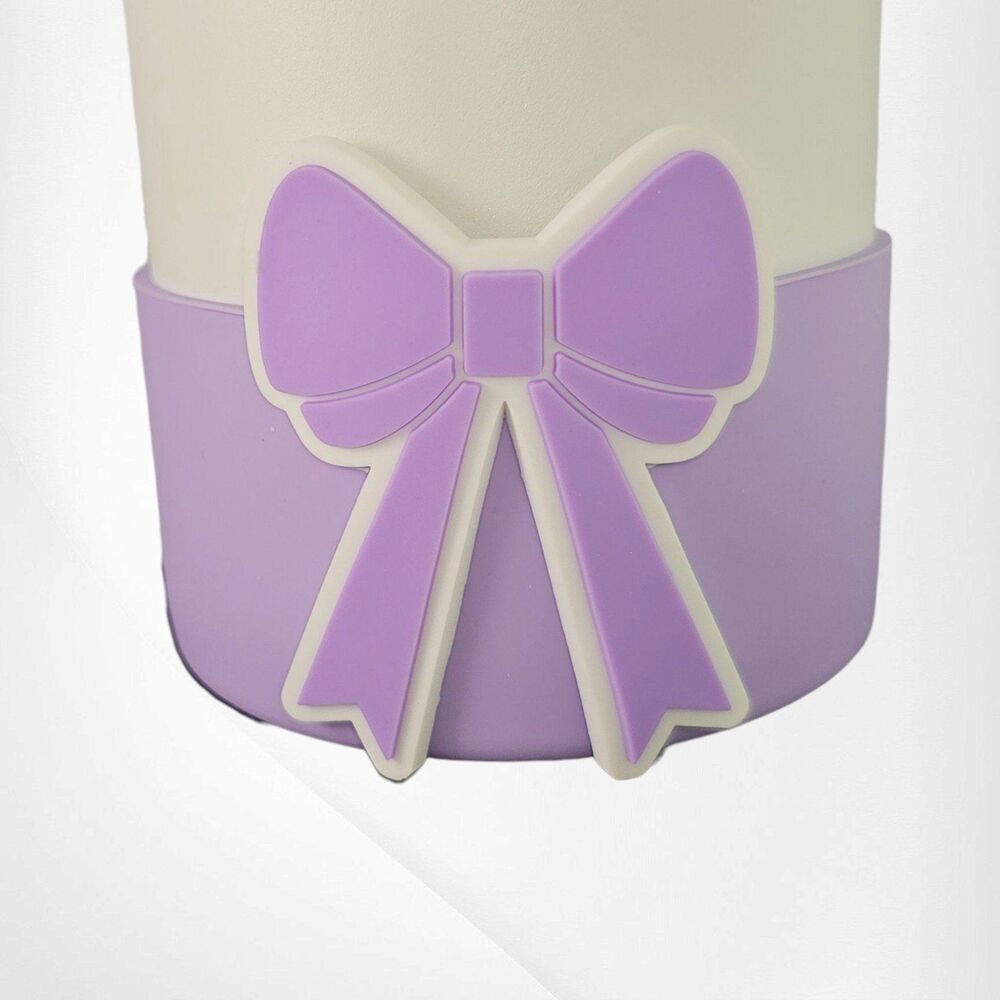 Lilac Purple Jumbo Bow Silicone Tumbler Boot - Discount Available